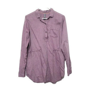 Mountain Hardwear Heralake Purple Tunic Shirt Womens Size M Button Down Crinkle